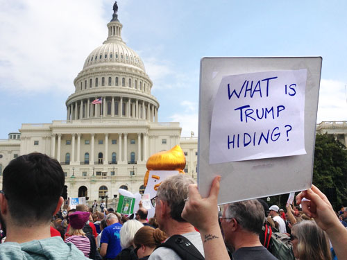 poster, what is trum hiding, tax-march-