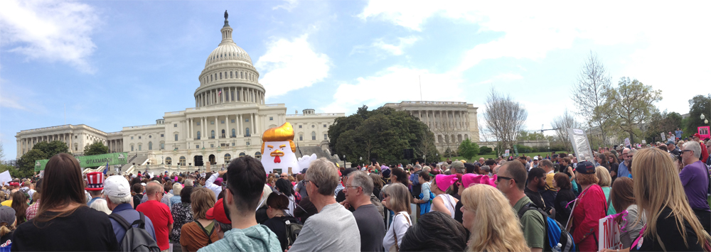 panoramic shot of capitol, tax-march